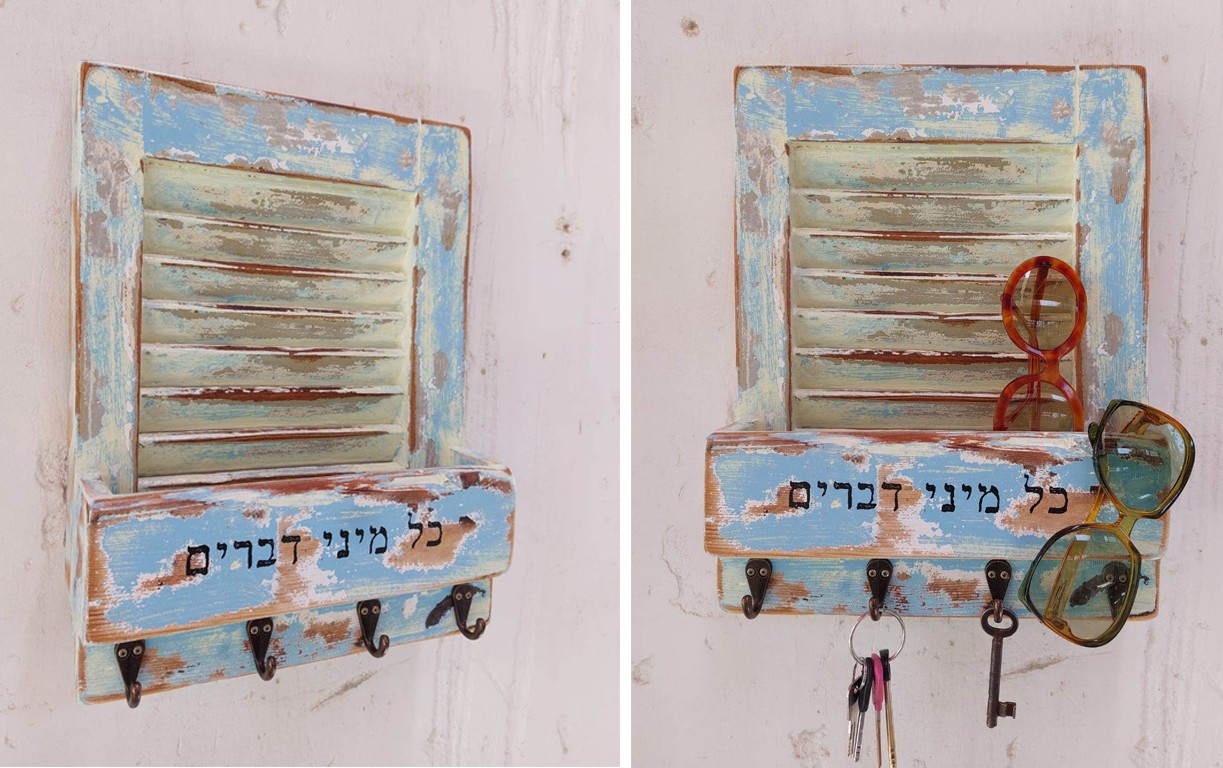 מתלה תריס עץ ממוחזר