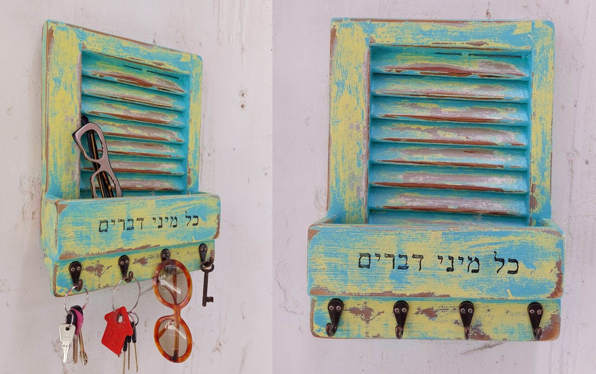 מתלה תריס עץ ממוחזר