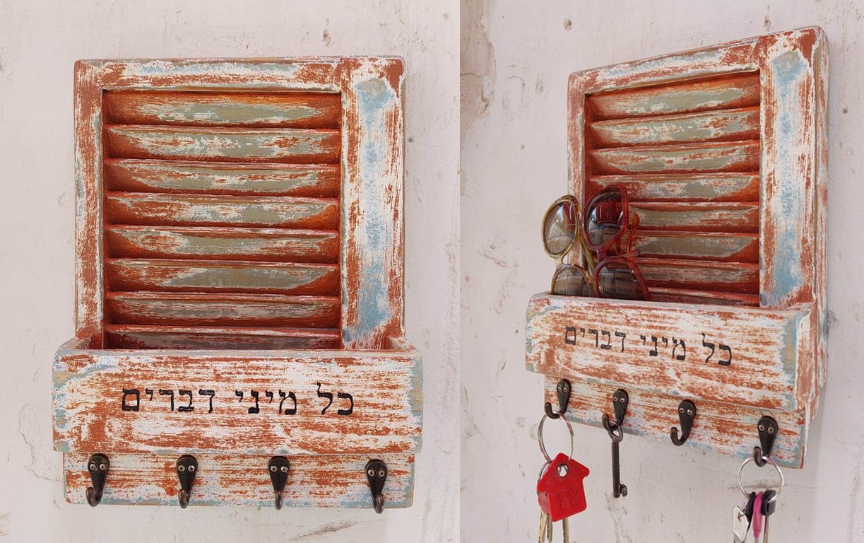 מתלה תריס עץ ממוחזר